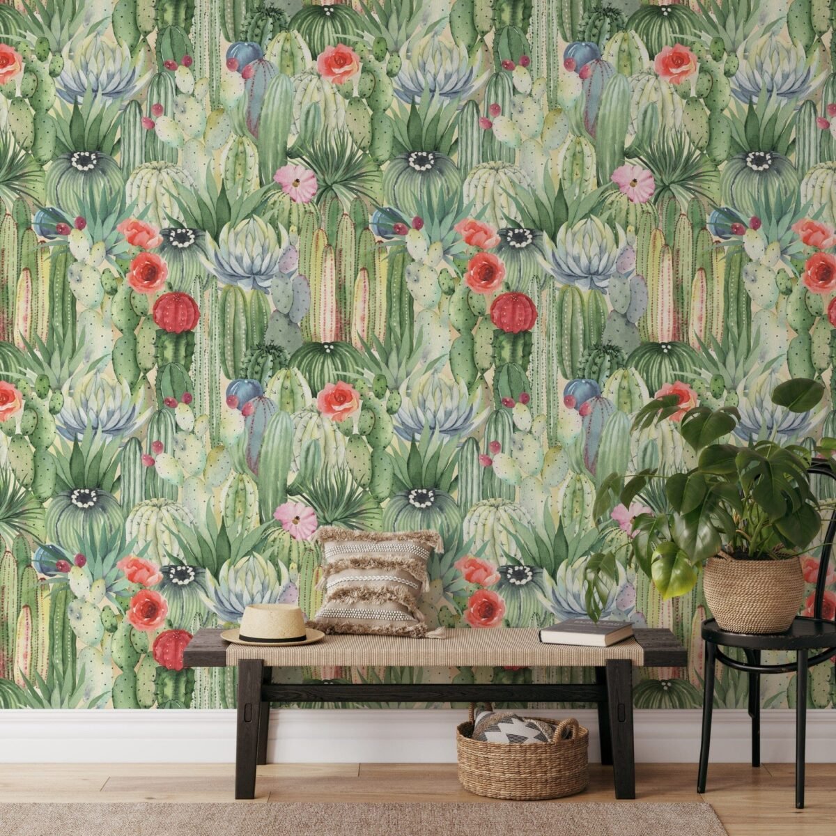 Western Cactus Wallpaper Peel and Stick - Image 1