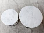 Carrara White Marble Nesting Coffee Table Round Set of 2 Polished - Image 4