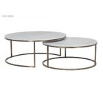 Carrara White Marble Nesting Coffee Table Round Set of 2 Polished - Image 3