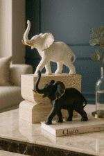 Elephant Figurine with Gold Accents, Black - Image 4
