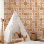 Retro Flower Checkered Wallpaper - Playful 60s Design in Warm Tones - Image 5