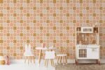 Retro Flower Checkered Wallpaper - Playful 60s Design in Warm Tones - Image 4