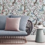 Blue Chinoiserie Birds Wallpaper
