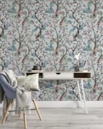 Blue Chinoiserie Birds Wallpaper - Image 3
