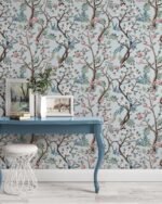 Blue Chinoiserie Birds Wallpaper - Image 5