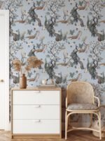 Chinoiserie Peacock Pattern on Blue Background Wallpaper - Image 3