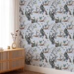 Chinoiserie Peacock Pattern on Blue Background Wallpaper - Image 4