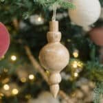 Handcrafted 5-Inch Mango Wood Finial Ornaments - Rustic Elegance Set of 3 for Christmas Decor - Image 2