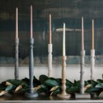 Tapered Candle Holder, White Wood - Image 3