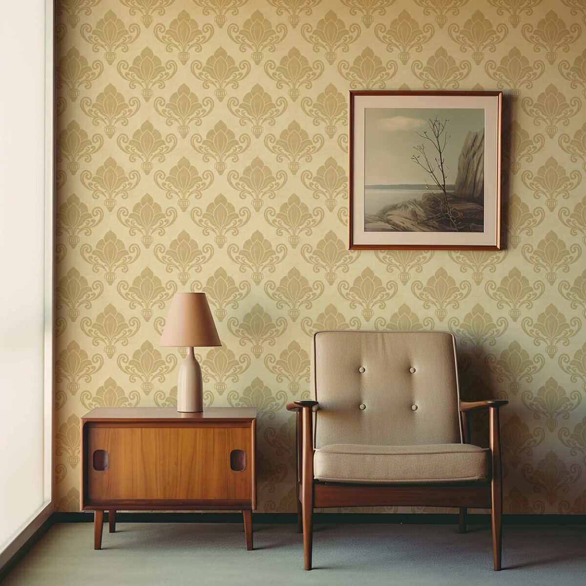 Rococo Reverie - Cream Damask Wallpaper - Image 1