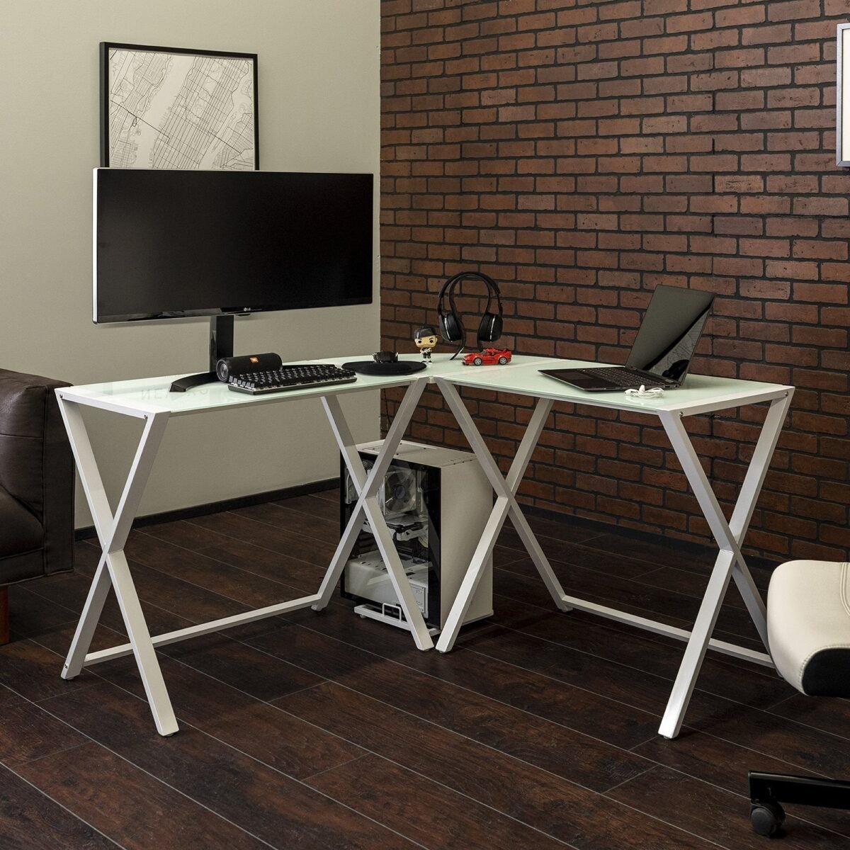 X Frame Modern Corner Gaming Desk - Image 1