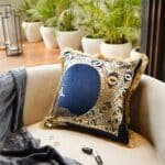 Midnight Blue Velvet Fringe Cushion Cover 16x16 inch