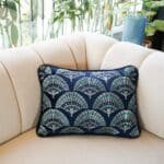 Blue Velvet/Mashru Silk Double Sided Cushion Cover 14x20 inch