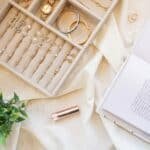 Beige Large Faux Leather Jewellery Organiser Box with Multiple Compartments - Image 3