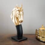 Gold and Black Horse Bust Resin Figurine - Image 3