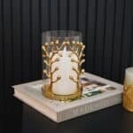 Gold Tree Hurricane Candle Holder, Small