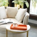 Faux Leather Oblong Serving Tray, Orange - Image 2