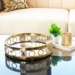 Round Mirror Glass SS Tray, Gold
