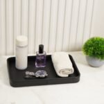 Faux Leather Oblong Serving Tray, Black - Image 2