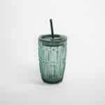 Green Fluted Glass Sipper | Includes Reusable Straw