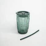 Green Fluted Glass Sipper | Includes Reusable Straw - Image 2