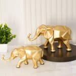 Gold Elephant Resin Figurine, set of 2 - Image 3