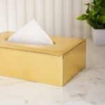 Faux Leather Tissue Box, Gold - Image 3