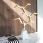 White & Gold Birds of Paradise Polyresin Figurine