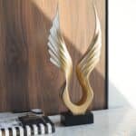 Gold Angel Wings Polyresin Figurine with Base - Image 3