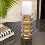 Crystal Stacked Rings Candle Holder, Tinted Gold - Image 2