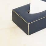 Faux Leather Tissue Box, Navy Blue - Image 3