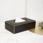 Faux Leather Tissue Box, Black - Image 3