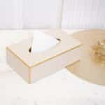 Faux Leather Tissue Box, Beige - Image 3