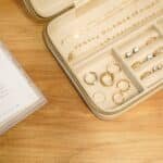 Faux Leather Jewellery Travel Organiser Box, Beige - Image 3