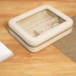 Faux Leather Jewellery Travel Organiser Box, Beige - Image 4