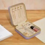 Faux Leather Travel Jewellery Box, Lavender
