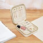 Faux Leather Travel Jewellery Box, Beige