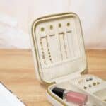 Faux Leather Travel Jewellery Box, Beige - Image 3