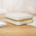 Faux Leather Travel Jewellery Box, Beige - Image 2