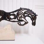 Intricate Metal Running Horse Cut-Out on Marble Base - Image 3