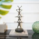 Brass Four People Towering Unity Figurine on Marble Base - Image 5