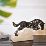 Intricate Metal Running Horse Cut-Out on Marble Base - Image 5