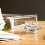 Clear Silver Lotus Glass Tealight Candle Holder - Image 3