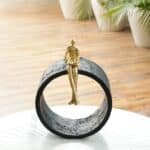 Black & Gold Circular Focused Sitting Figure Sculpture - Image 2