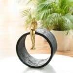 Black & Gold Circular Focused Sitting Figure Sculpture - Image 3