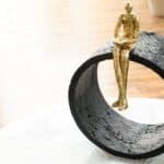 Black & Gold Circular Focused Sitting Figure Sculpture - Image 5