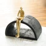 Black & Gold Semi-Circular Focused Sitting Figure Sculpture - Image 4
