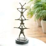 Brass Four People Towering Unity Figurine on Marble Base - Image 2