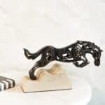 Intricate Metal Running Horse Cut-Out on Marble Base - Image 4