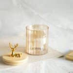 Fluted Small Glass Jar with Reindeer Airtight Lid, Tinted Gold - Image 3